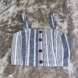 Denim blue /white crop top.